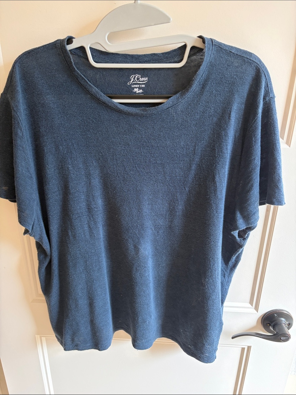 J. Crew Short-Sleeve Linen Crewneck Tee in Navy